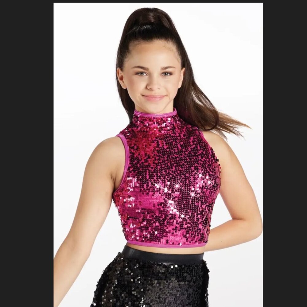 Balera Weismann Dance Costume Sequin Crop Top Pink Size Large